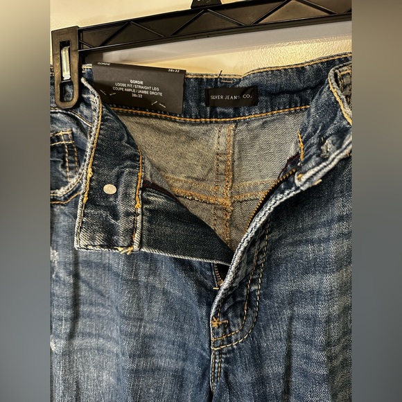 Silver Jeans Co Gordie Men's 38x32 Loose Fit Straight Leg Blue Wash Distressed - Picture 6 of 13